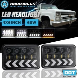 4x6" LED Headlights Hi/Lo Dynamic Turn Signal Lamp for Chevrolet K10 K20 K30 - Picture 1 of 11