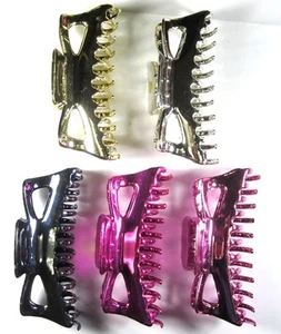 LOT OF 2 CLIPS--5.5 Inch Metalic Plastic  Hair Claw Clip Hair Accessory-HC130GS - Picture 1 of 7