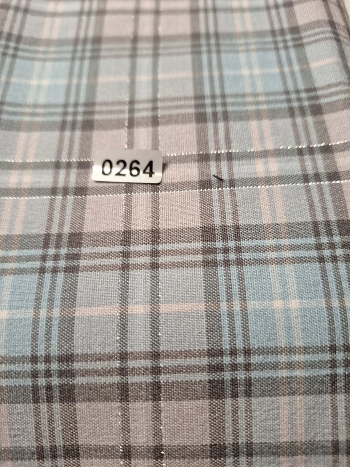 Tela escocesa azul gris lino 2+5/8 yardas con hilo plateado ropa costura Foto 1 de 1
