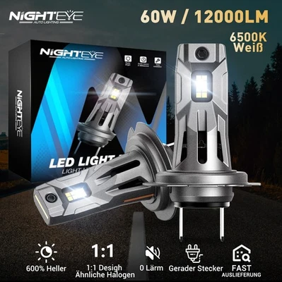 NIGHTEYE 2X H7 LED Scheinwerfer 6500K Halogen Mit Zulassung Canbus fehlerfrei - Bild 1 von 4