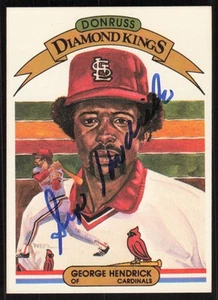 1982 Donruss George Hendrick Auto St. Louis Cardinals #9 COA Card Signed - Picture 1 of 2