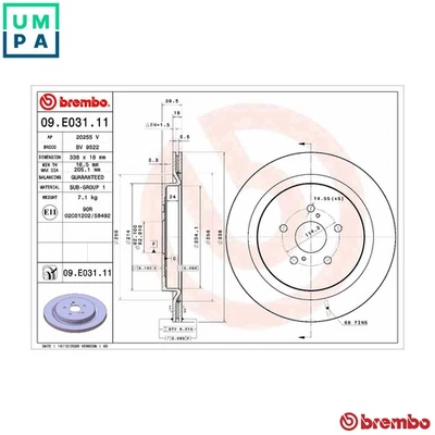 2x BRAKE DISC 09.E031.11 FOR LEXUS 8AR-FTS 2.0L 4cyl RX 2GR-FKS/FXS 3.5L 6cyl RX - Image 1 of 4