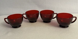 Vintage Anchor Hocking Royal Ruby Red Glass Tea/Coffee/Punch Cups-Set of 4 - Picture 1 of 4