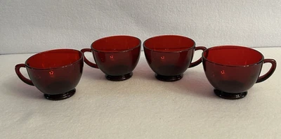 Vintage Anchor Hocking Royal Ruby Red Glass Tea/Coffee/Punch Cups-Set of 4 - Image 1 of 4