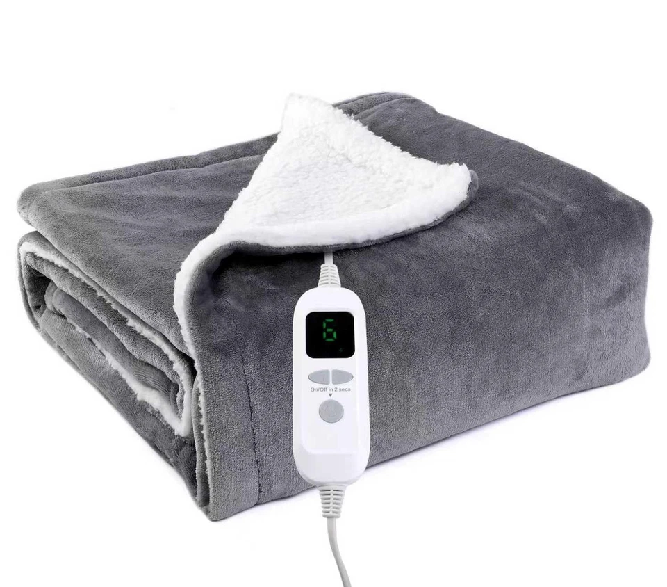 HEATED BLANKET THROW FLANNEL ELECTRIC BEST GIFT SAFE AND COMFORT 160X130 - Image 1 of 4