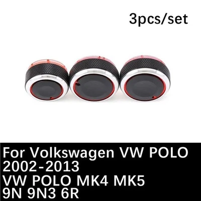 Panel Turning Switch Knob Buttons For VW Polo 02-13 3Pcs Heater A/C Control Knob - Image 1 of 4