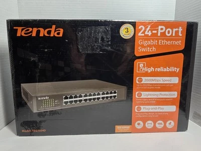 NEW Tenda TEG1024D 24-Port Gigabit Unmanaged Ethernet Network Switch w/Rack Ears - Image 1 of 4