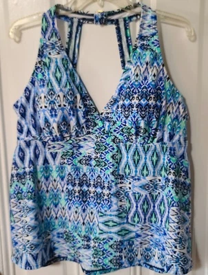 Island Escape Women's Print Tankini Top, Size 18W NEW w/Tag Was $54.00 - Image 1 of 4