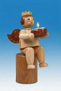 Engelfigur Kantenhockerengel sitzend mit Teelicht mit Krone Höhe 22 cm NEU - Picture 1 of 1