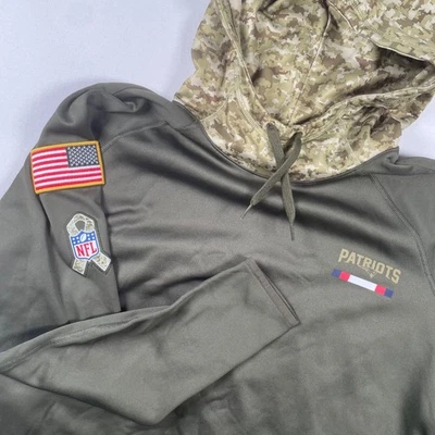 Nike NFL Patriots Salute to Service Hoodie XXL Olive Camo Dri-FIT Pullover - Image 1 of 4