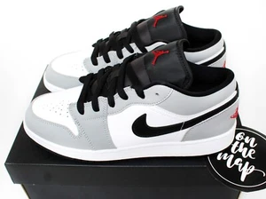 Nike Air Jordan 1 Low Light Smoke Grey Red White Black GS UK 3 4 5 6 7 US Neu - Bild 1 von 12