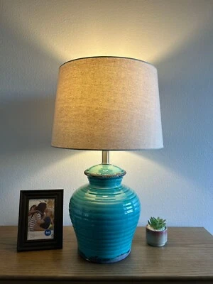 Ceramic Table Lamp Blue H26*W15 Inch - Image 1 of 4