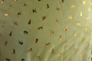 Scarf, gold cats, viscose material 28" by 72", is half price now, is light blue - Picture 1 of 2