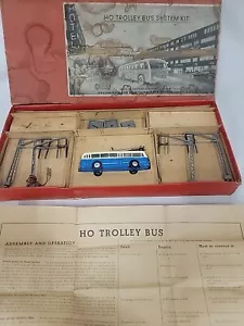 Vintage Aristo-Craft Electric Trolley Bus HO Scale Blue W/ Box & Manual - Picture 1 of 8