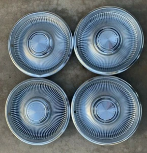 4 1960's Vintage Chrysler Silver Hub Caps 14" Set Of 4 - Picture 1 of 10