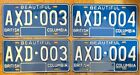 British Columbia 1980's CONSECUTIVE NUMBER License Plate PAIRS - SUPERB QUALITY