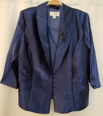 J.R. Nites by Carol Lin Womens Formal Jacket Purple with Black Beadwork Size 18W - Image 1 of 4