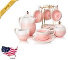 Porcelain Tea Sets 8 oz Cups and Saucer Teaspoon Set of 4, with Teapot NEW