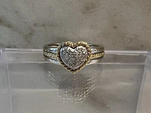 Anillo Corazón Diamante Dos Tonos Talla 6 Oro Amarillo y Blanco 14K .5 CT 3.4 gramos - Imagen 1 de 4