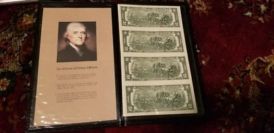 U.S.A $2 Bank Notes Uncut Sheet Gem Mint Beauty Declaration Independence. - Image 1 of 4