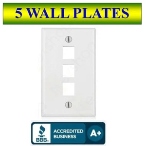 10 PACK Wall Plate 3 Port White Keystone Jack for RJ45 HDMI, USB, A/V Connectors - Picture 1 of 2