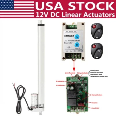 Сверхпрочный линейный привод 12 В 18 дюймов 1500 Н 330 фунтов с пультом дистанционного управления электродвигателем - Изображение 1 из 4