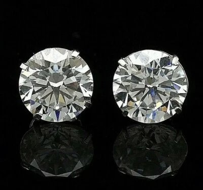 6.00 Ct Round Cut VVS1/D Lab Created Stud Earrings 14K White Gold 9mm Push Back - Image 1 of 4