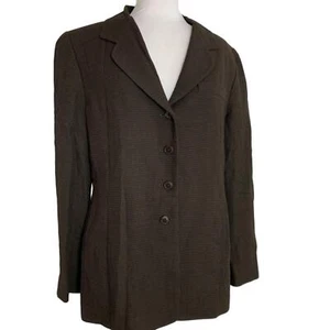 Linda Allard Ellen Tracy Womens Blazer Size 8 Wool Blend Brown Black Jacket  - Picture 1 of 8