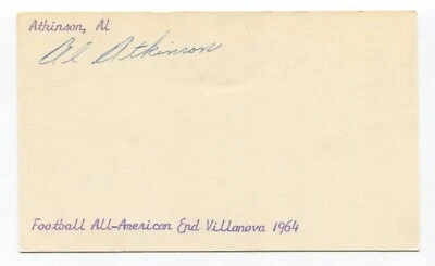 Al Atkinson Signed 3x5 Index Card Autographed New York Jets Super Bowl Champion - Image 1 of 2