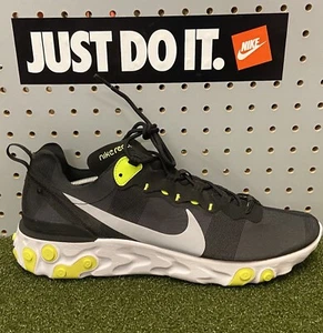 Nike React Element 55 Men's Shoes Black Grey Volt Size 14 Bq6166 001 New - Picture 1 of 9