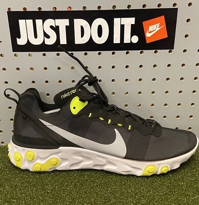 Nike React Element 55 Men's Shoes Black Grey Volt Size 14 Bq6166 001 New - Image 1 of 4
