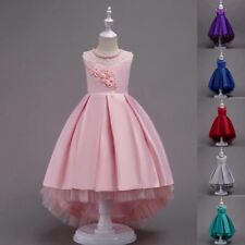 Kids Baby Girls Flower Lace Princess Dress Wedding Party Bridesmaid Bow Gown AU