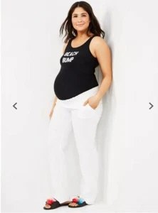 Motherhood Maternity Linen Wide Leg Maternity Pants White Size Medium - Picture 1 of 5