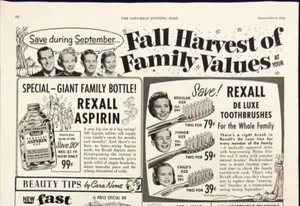 Pubblicità stampa vintage merce famiglia raccolta autunnale Rexall Drug Store 1955 - Foto 1 di 7