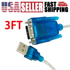 Serial Converter 9 Pin Adapter Cable PDA 3Ft Translucent USB 2.0 to DB9 RS232 - Picture 1 of 6