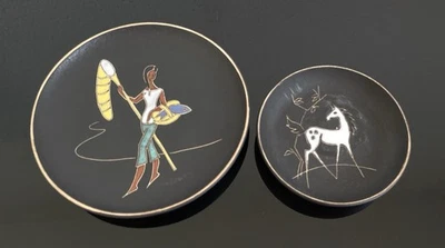 2 RUSCHA Wandteller Teller Keramik Midcentury West Germany Pottery 50/60er Jahre - Bild 1 von 4