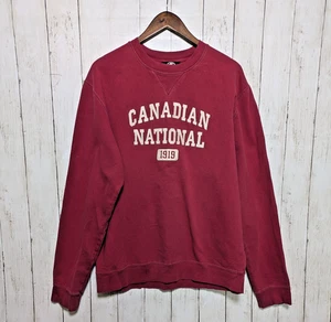 Sudadera Canadian National 1919 Roja Cuello Redondo Talla Grande Hecha en Canadá - Imagen 1 de 9