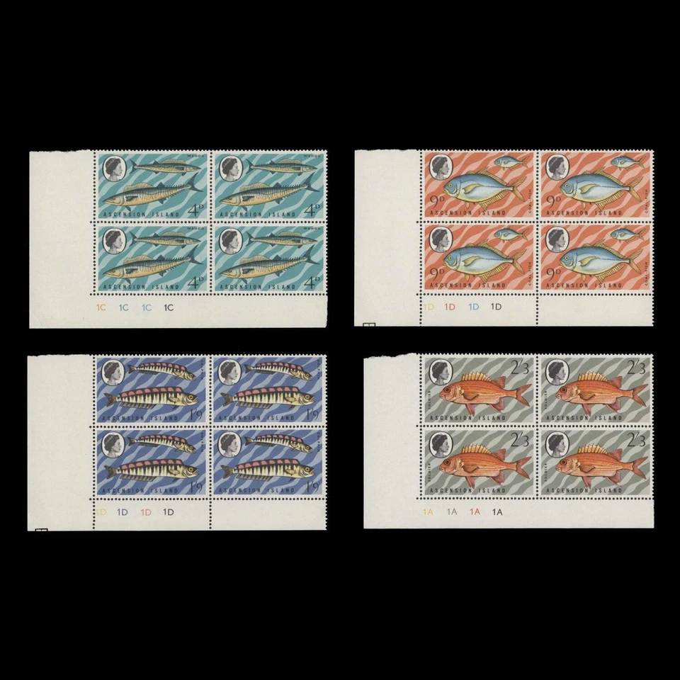 Bloques de placas de peces Ascensión 1970 (MNH) Foto 1 de 1