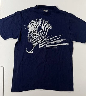 Винтажная футболка Hanes Beefy T San Diego Zoo зебра парк диких животных синяя мужская средний размер - Изображение 1 из 4
