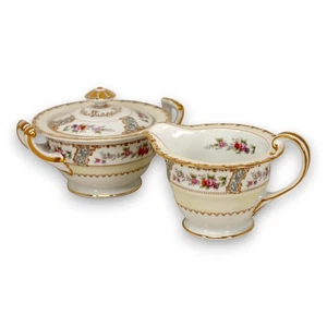 Juego de azucareros crema con adornos dorados florales Noritake M romero 5007 vintage años 50 - Imagen 1 de 5