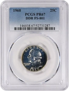 1960 Washington Silver Quarter DDR FS-801 PR67 PCGS - Bild 1 von 2