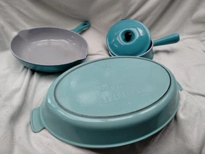 LOTE SET CREUSET VINTAGE hierro fundido esmaltado FRANCIA cazuela sartén plato de horno - Imagen 1 de 21
