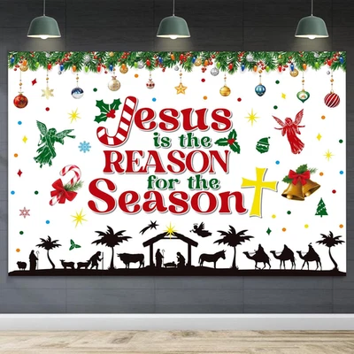 Feliz Cumpleaños Jesús Telón de Fondo 5x3 Pies Navidad Fiesta Decoraciones Interior Exterior B Foto 1 de 4