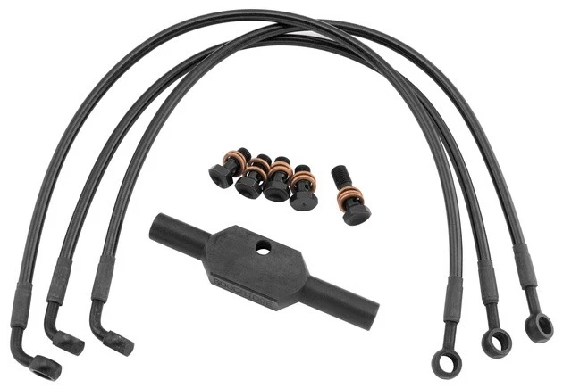 Goodridge Ebony 2 kit de linha de freio 3 linhas dianteiro preto Harley FXDF Dyna Fat Bob 08-13 - Imagem 1 de 1