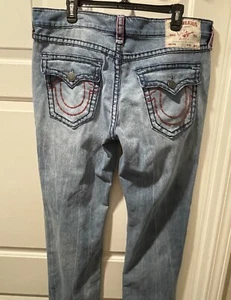 True Religion Ricky Jeans Mens Tag 36 actual 38 Red Contrast Stitch T Flap - Picture 1 of 22