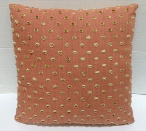 Frontgate ORANGE Fringed Dot Decorative sofa bed throw Pillow 15x15 insert spice - Picture 1 of 4