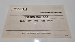 FORD RS 200 4077 4078 4079 4080 SCALEXTRIC EXIN INSTRUCCIONES ORIGINALES - Imagen 1 de 6