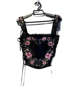 Corsé Top Current Mood Glistening Gardens Talla M Cuero Encaje Cinta Floral Nuevo sin Etiquetas - Imagen 1 de 3