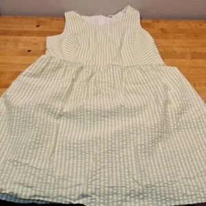 Seersucker Light Green and white Sleeveless Dress Crown & Ivy Size 10 - Imagen 1 de 11