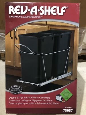 Rev A Shelf Double 27 Quart Undermount Pullout Waste Container RV-15PBC-5 - Image 1 of 2